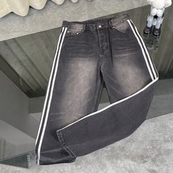 Rare Men’s Black Baggy Adidas Jeans