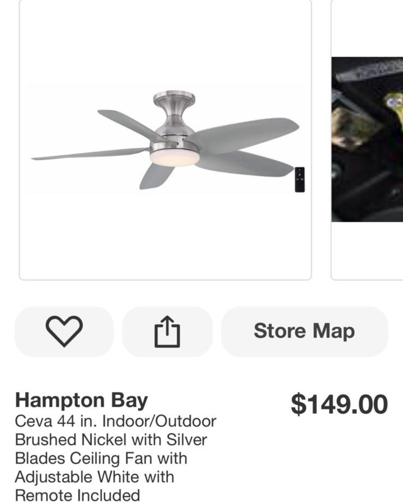 Hampton Bay Ceva 44 in. Indoor/Outdoor Brushed Nickel with Silver Blades Ceiling Fan with Adjustable White with Remote Included
