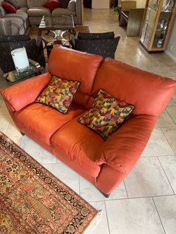 Red Leather Loveseat Sofa