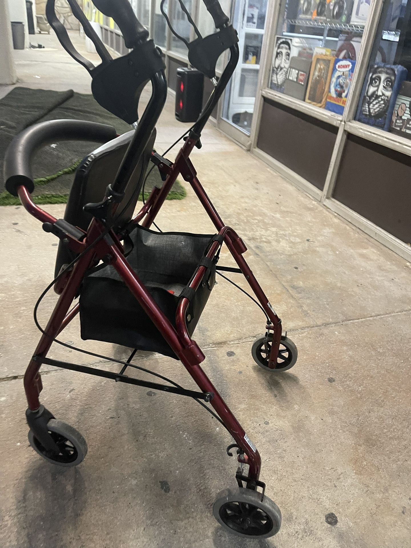 Karman Healthcare R-4600-BD Aluminum Rollator with Standard Seat Height, Burgundy, 6" Casters