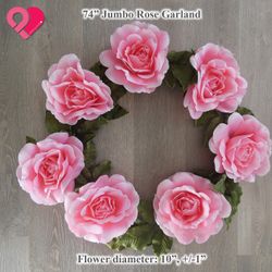 74” Pink Jumbo Silk Rose Garland Flower Stand Artificial Giant Leaf Vine Big Large BRAND NEW with tags 1) Material: Faux Silk, Plastic, Metal 2) Size: