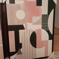 Set Of Modern PInk / Grey Large Abstract Photos . 