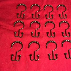 12 Bronze Tone Metal Roller Shower Curtain Hooks