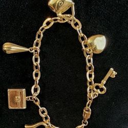 14kt Gold Charm Bracelet 7" 