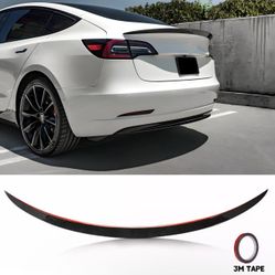 For 2017-2023 Tesla Model 3 Rear Trunk Spoiler Wing Lip Glossy Carbon Fiber Look
