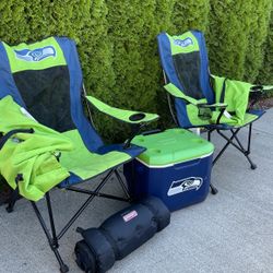 Camping Lot Seattle Seahawks Lot Cooler 2 Oversize Chairs 