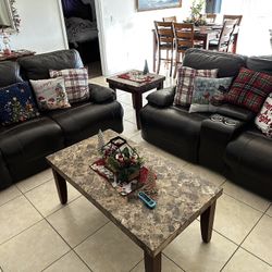 Leather Sofa And Love Seat , Granite Dining Set 