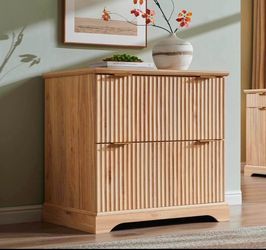 2-Drawer Wood File Cabinet with Charging Station