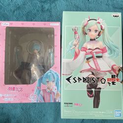 miku figure bundle Banpresto Hatsune Miku Racing Dress & Pattern 2020 Kimono Espresto & Furyu Noodle Stopper -Love Blazer-