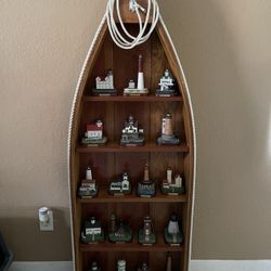 Wooden Bookshelf With 18 “Lost Lights” Figurines