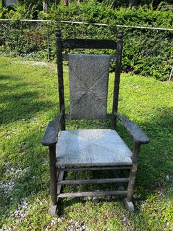 Vintage Shaker-Style Hand Woven Rush Rocking Chair