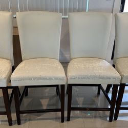 4 Wood/ Polyester Stools