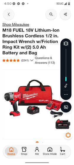Brand new in the box Milwaukee M18 fuel 1/2 inch torque  swet with battery charger and carry bag