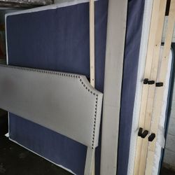 King Size Bed With Mattress, Box Spring And Headboard Set