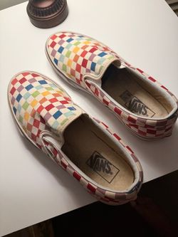 Vans Classic Slip-On Rainbow Checkerboard Sneakers