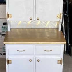 Vintage child sized Hoosier style cabinet