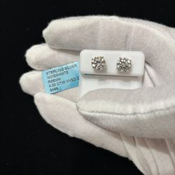 925 Sterling Silver 8mm Moissanite Earrings 