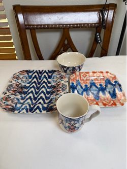 Patina Vie French Sapphire 4 Piece Porcelain Dinnerware Set