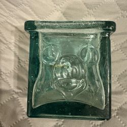 Disney Mickey Mouse Greenish Color   glass candle holder. 