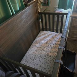 Grey Crib With Mattress Excellent Condition
