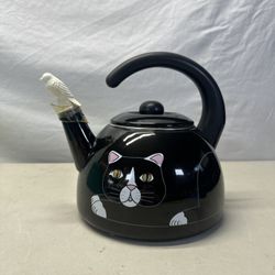 Kamenstein Black Cat Tea Kettle Bird Whistle W/ Bird Whistle