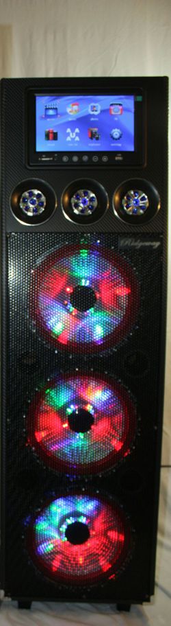 Triple 10 inch speaker 10 inch screen Bluetooth speaker SD card,slot USB port,FM radio,microphone included for karaoke