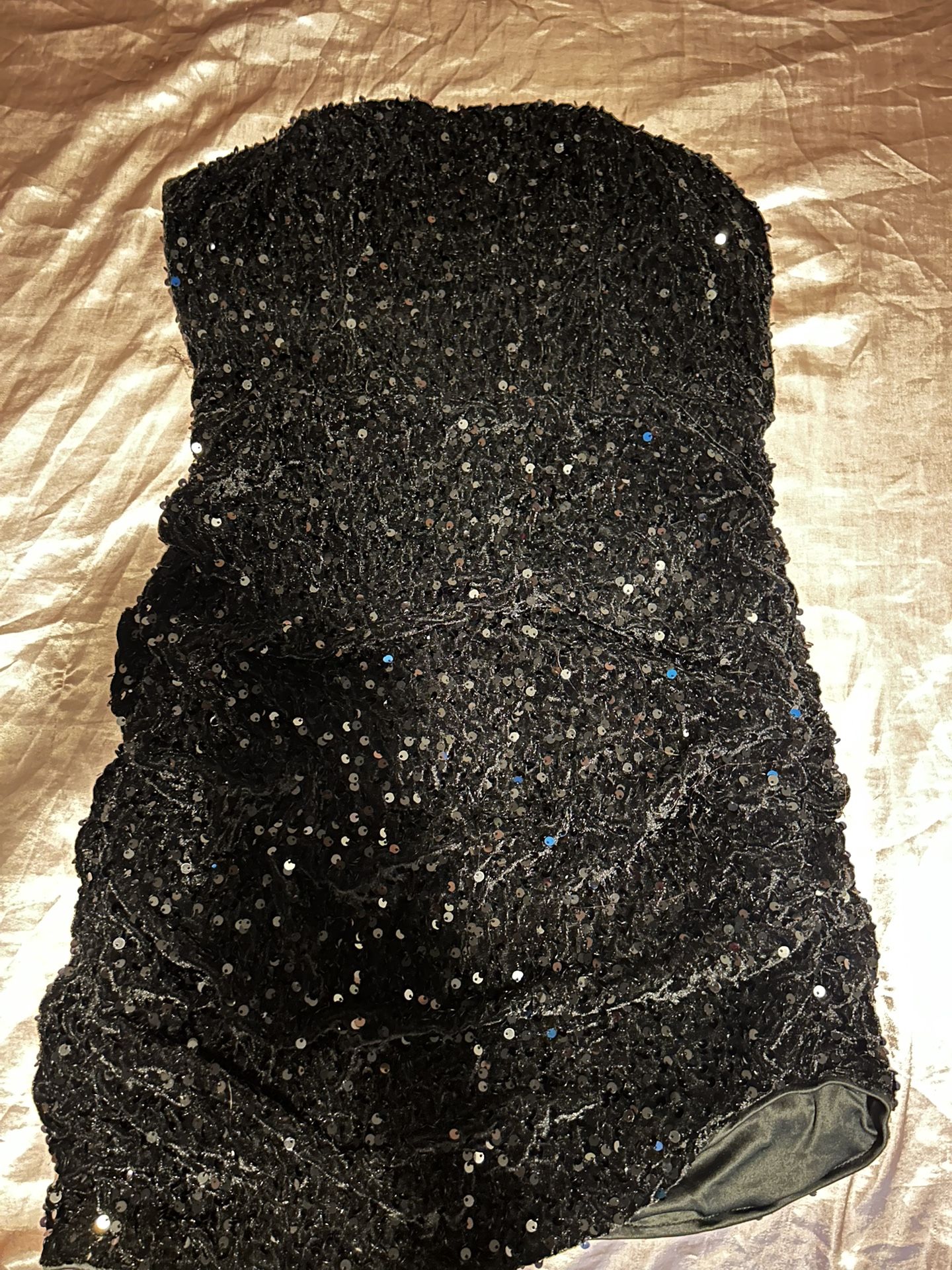 Black sequence rushed dress