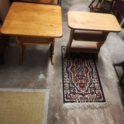 Two (2) Amish Oak End Tables 