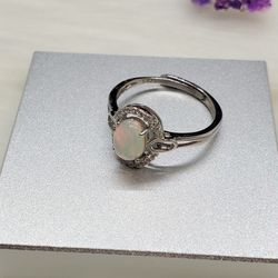 Real Natural Opal Gemstone 925 Silver Ring