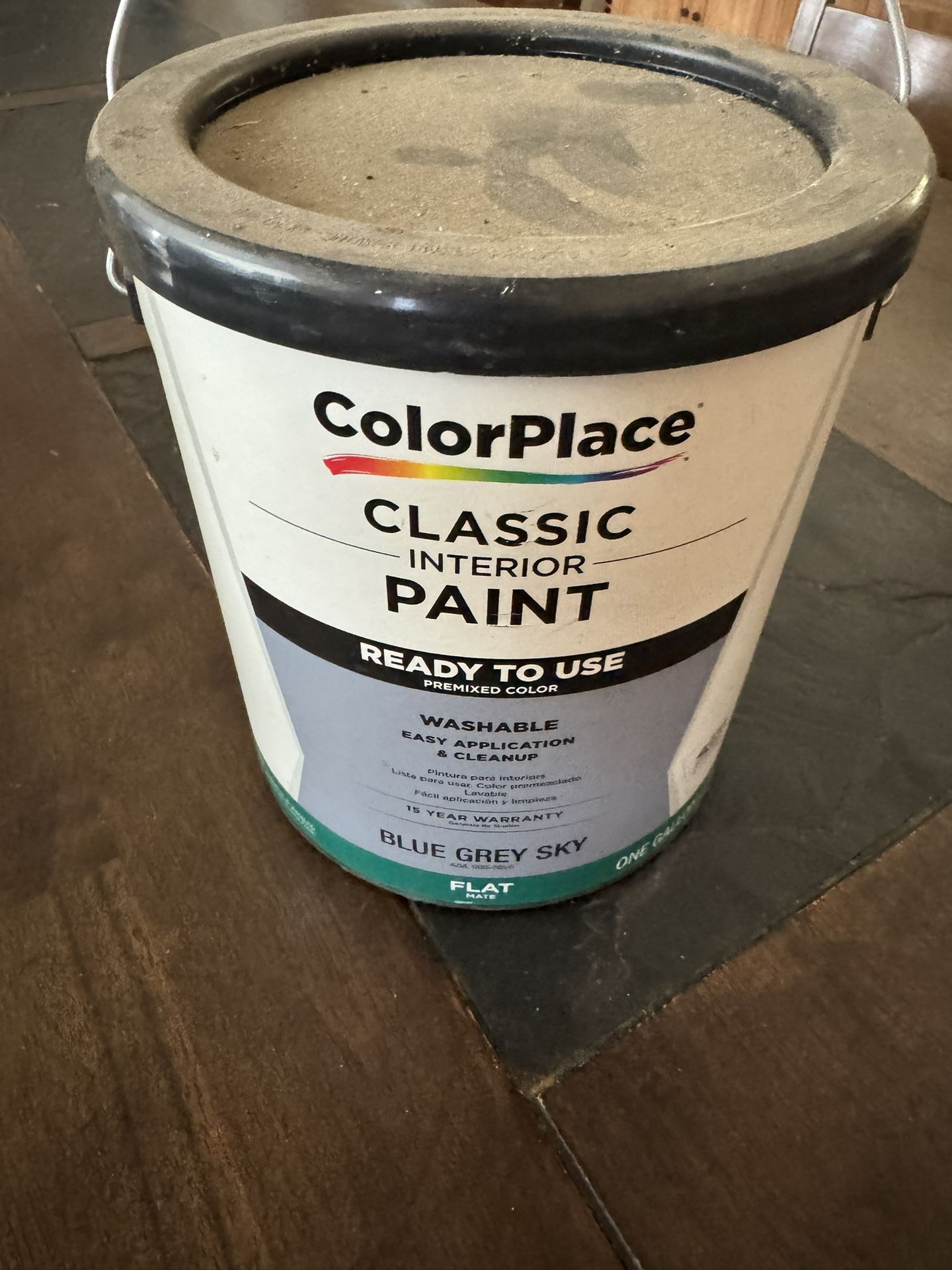 Gallon Paint Flat New. Blue Sky Gray Color