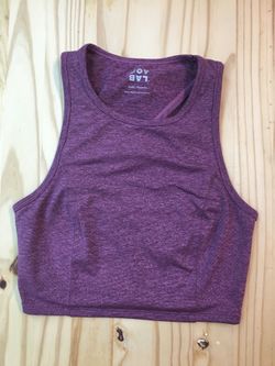 Women's Plum Heather Crop Tank Top Joy Lab Womens Size S Purple Sports Bra Open Cross Back