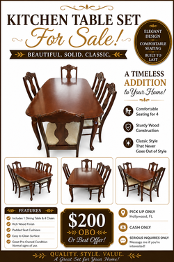 Wood Dining Table Set with 4 Chairs