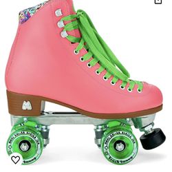 Moxi Roller Skates Beach Bunny Watermelon Color Pink And Green Lace Heel Brakes 