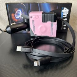 Pink Mecha Retractable IPhone and Android Car Charger