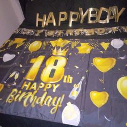 BIG 18th BDay Banner And Decor