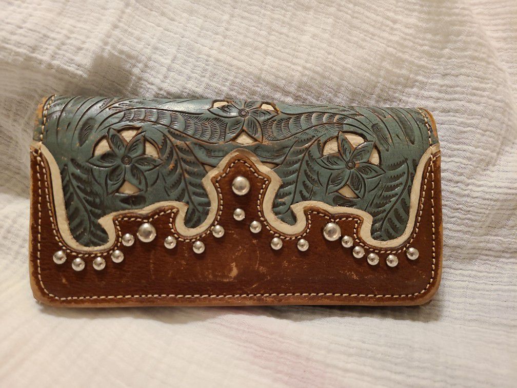 American West Tooled Leather Wallet Country Cowgirl Cowboy Wallet 