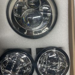 Chrome Headlight And Passing lights Set Led 