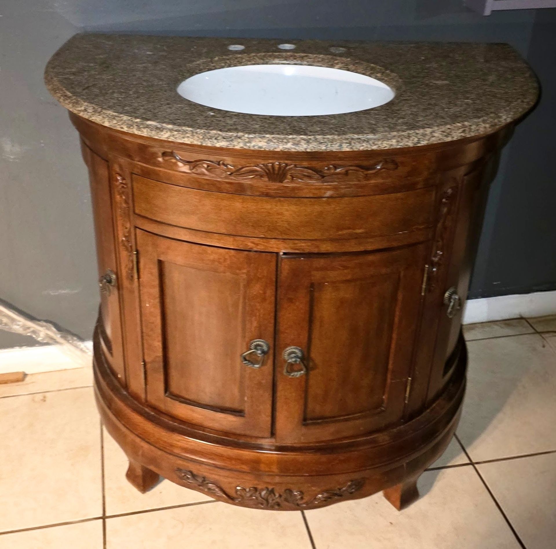 Wood Bathroom Vanity with Granite
