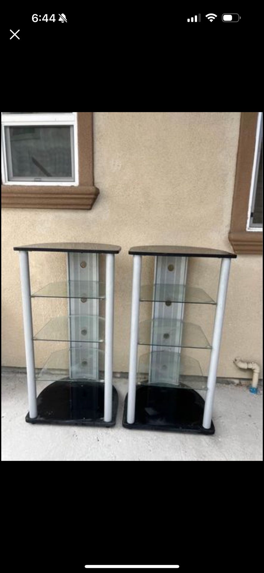 Set of Three-tiered Glass Shelves