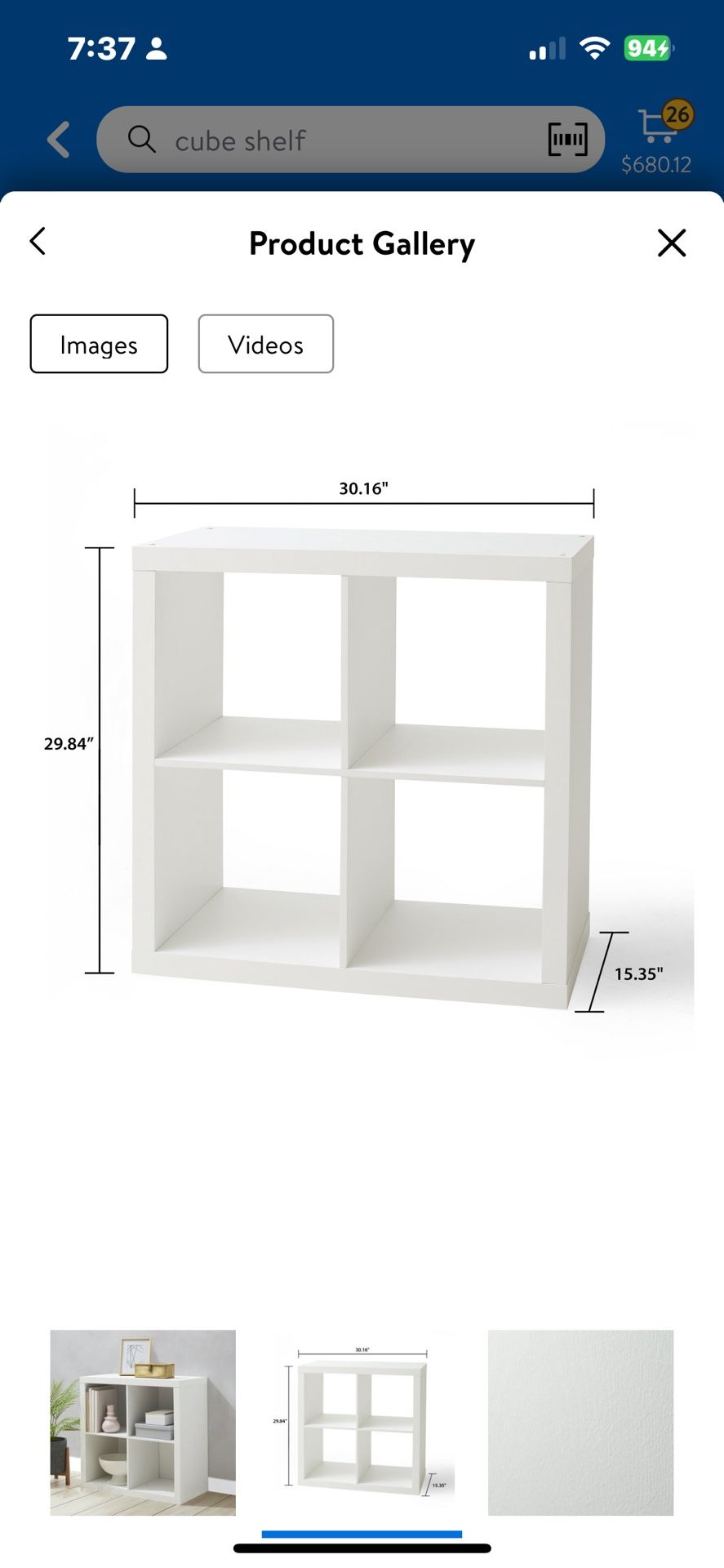 Brand NEW cube Shelf Better home & Gardens WHITE in Box