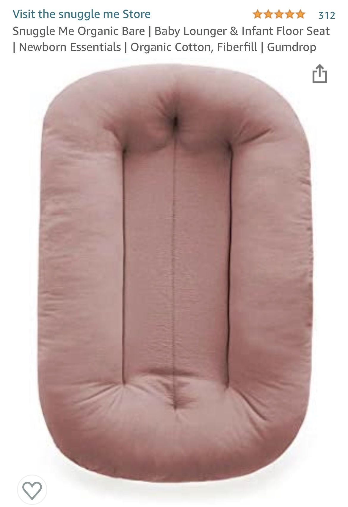 Snuggle Me Organic Bare | Baby Lounger & Infant Floor Seat | Newborn Essentials | Organic Cotton, Fiberfill