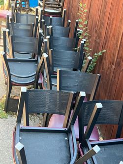 Black Metal Stackable Chairs with Perforated Back
