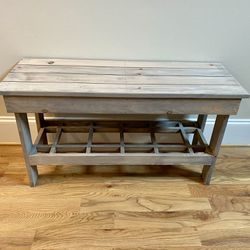 New Handmade Solid Wood Entryway/Foyer/Patio/Garden/Mudroom Gray Bench