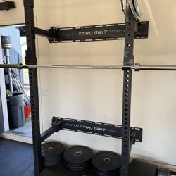TruGrit Foldable Squat Rack And Weights
