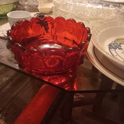 Vintage Red Glass Bowl 