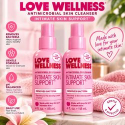 Love Wellness Antimicrobial Skin Cleanser Intimate Skin Support 4 oz 2 lot