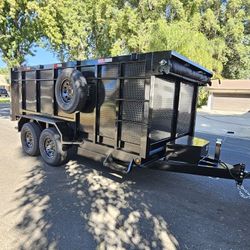 New 2026 DUMP TRAILER 
HEAVY DUTY 14X8X4 FT 12x8x4 available 
2 axels 7k 8 lugs 
4 WHEELS electric brakes 
Scissor lift 9 tons
Ramps heavy duty pull r