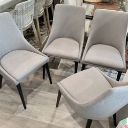 Set of 4 Modern Upholstered Dining Chairs – Light Gray — $160