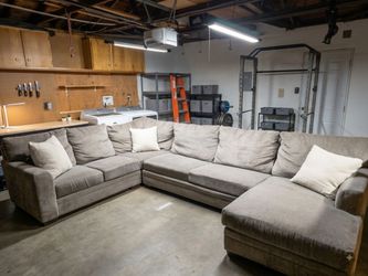 Free Delivery! Gray Sectional Couch Sofa Chaise Foot Rest Ottoman Modular U Shape