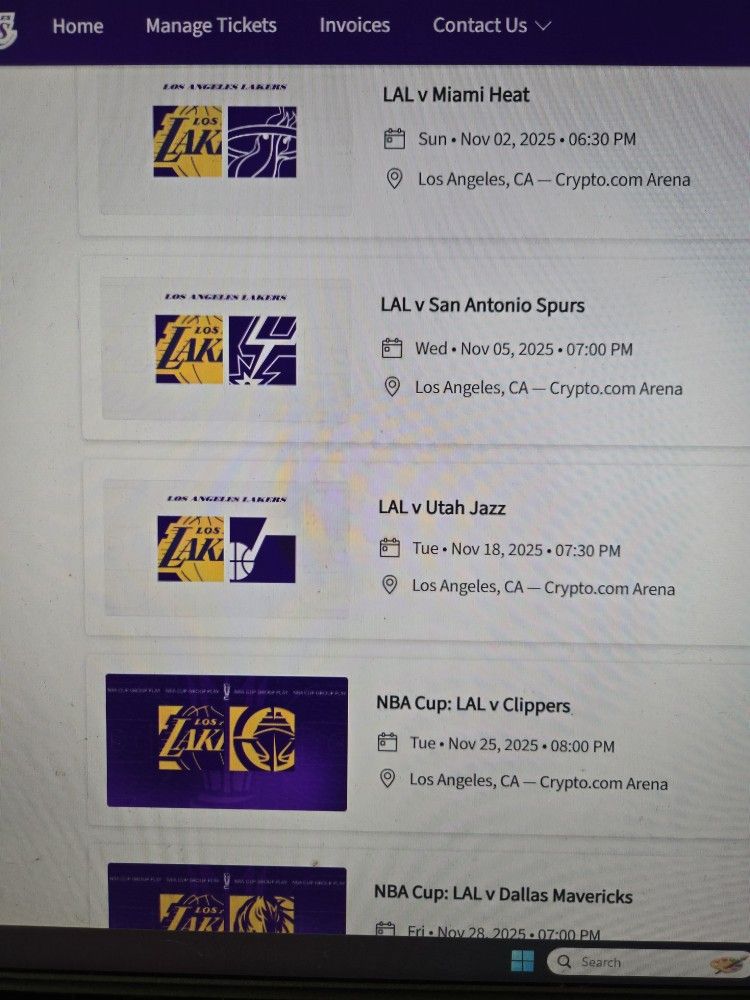 Lakers Tickets ALL Games 